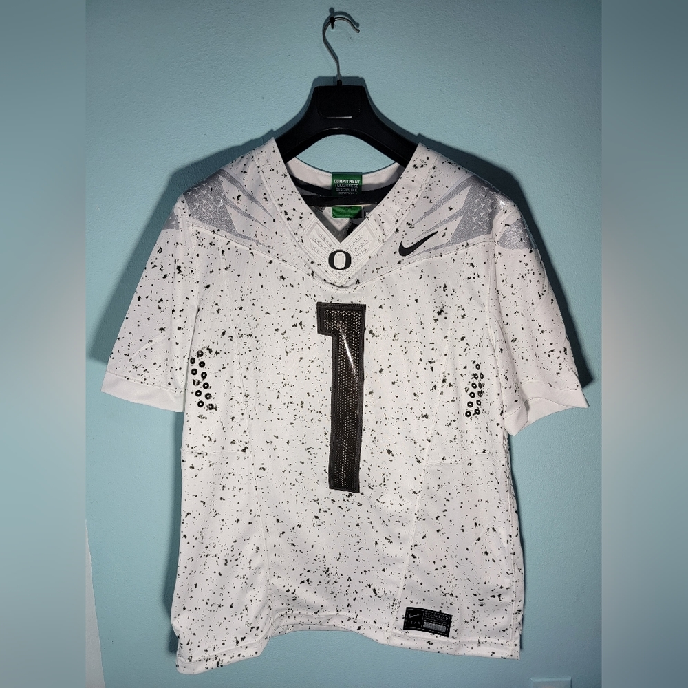 Nike Dri-Fit NCAA Oregon Ducks Football Eggshell White Jersey Mens L DH4475-100